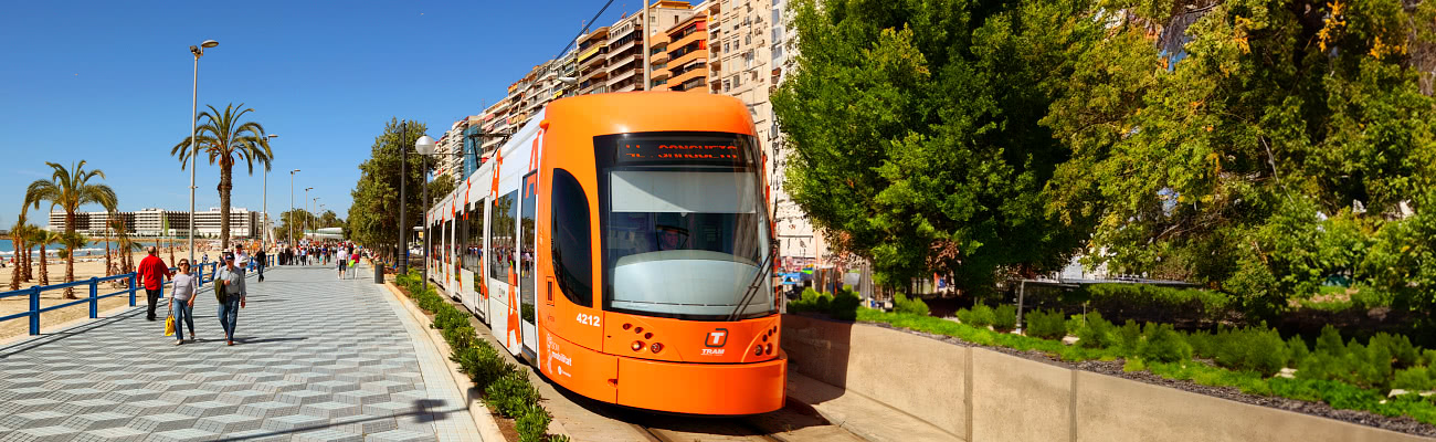 Tram on the Alicante coastline
