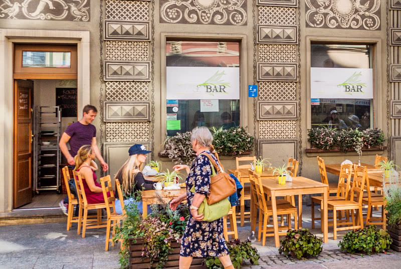 Restaurant terrace on Dluga Street in Gdańsk