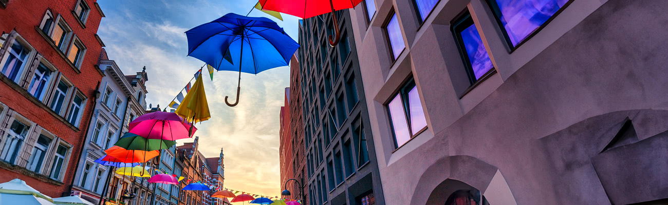 Colorful umbrellas, Gdansk